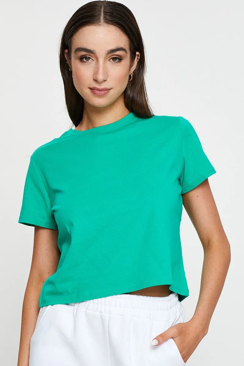 Green T-Shirt Short Sleeve Crew Neck Flight Fit Cool Nylon