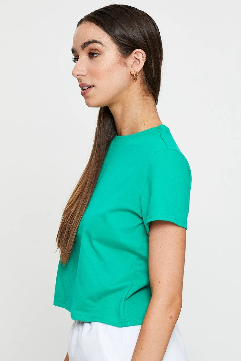 Green T-Shirt Short Sleeve Crew Neck Active Fit Breathable Material
