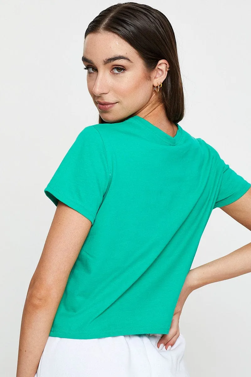 Green T-Shirt Short Sleeve Crew Neck Smart Design AntiPilling Surface