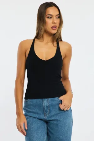 SustainableCertified Black V-neck Top