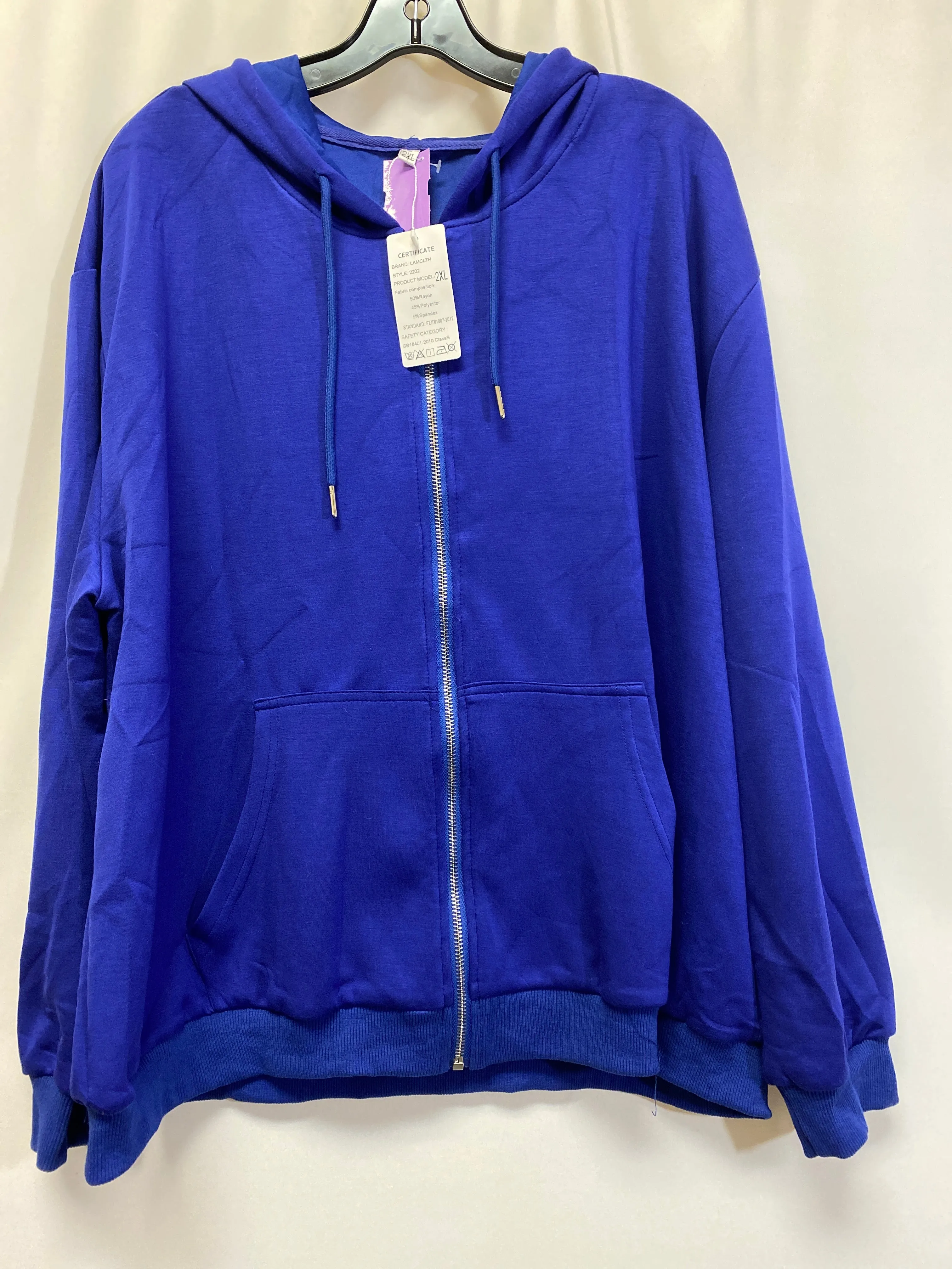 Blue Sweatshirt Hoodie Clothes Mentor, Size 2x SplitHemDesign Adjustable Waistband