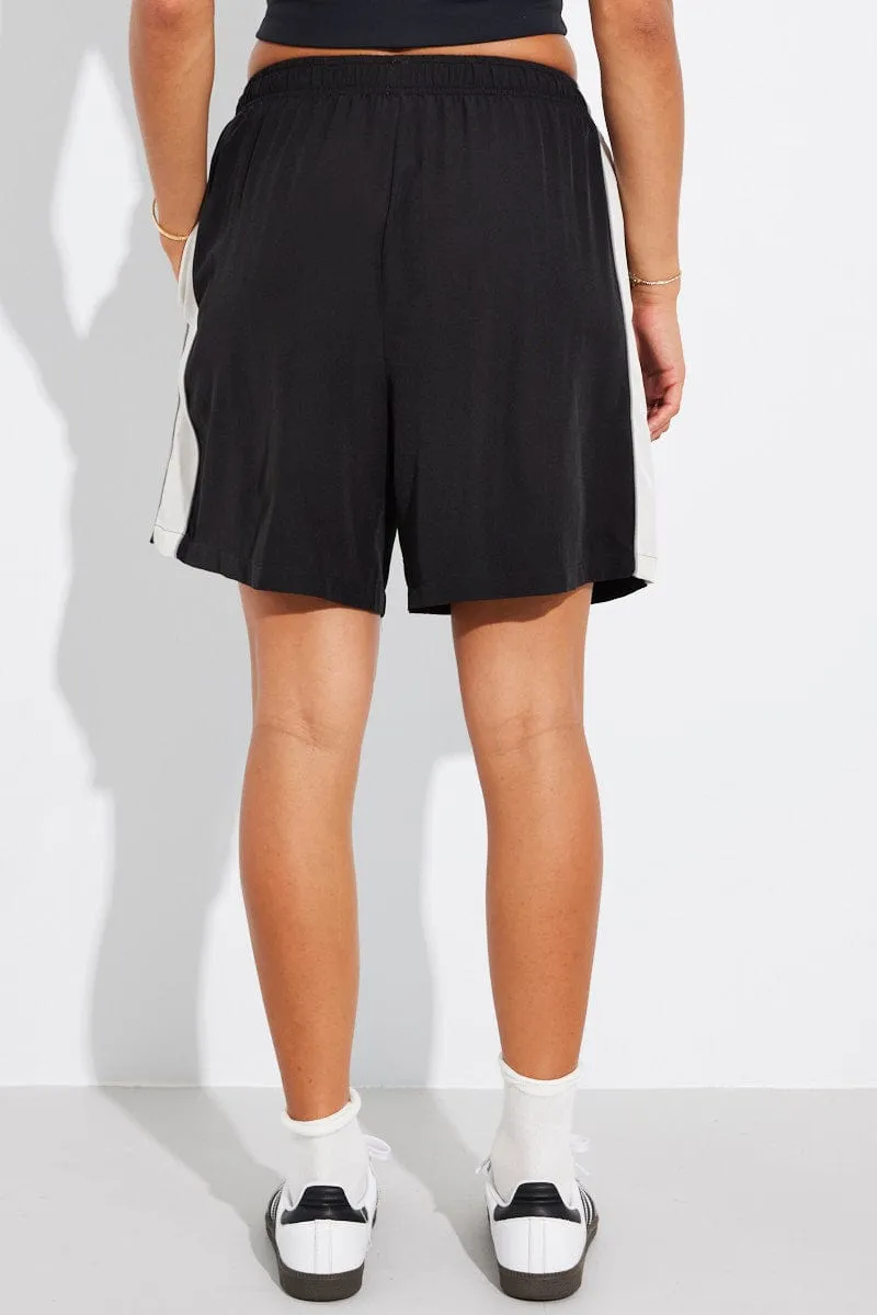 Black Baggy Basketball Shorts Zipper pockets