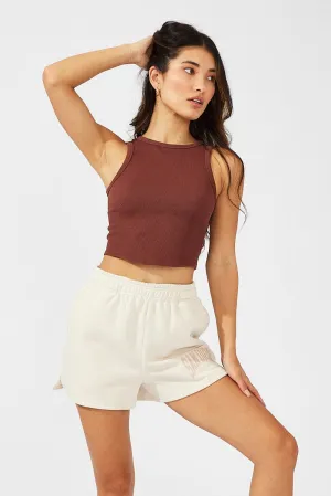Beige Track Shorts High Rise shorts set