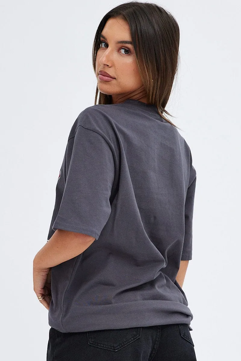 Grey T Shirt Short Sleeve Crew Neck Chicago Cotton Versatile Wardrobe Piece