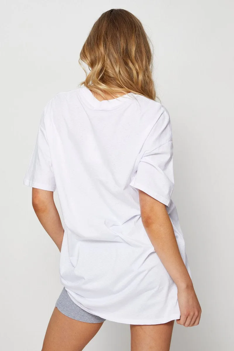 yoga clothing Outdoor Trend White Graphic T Shirt Short Sleeve