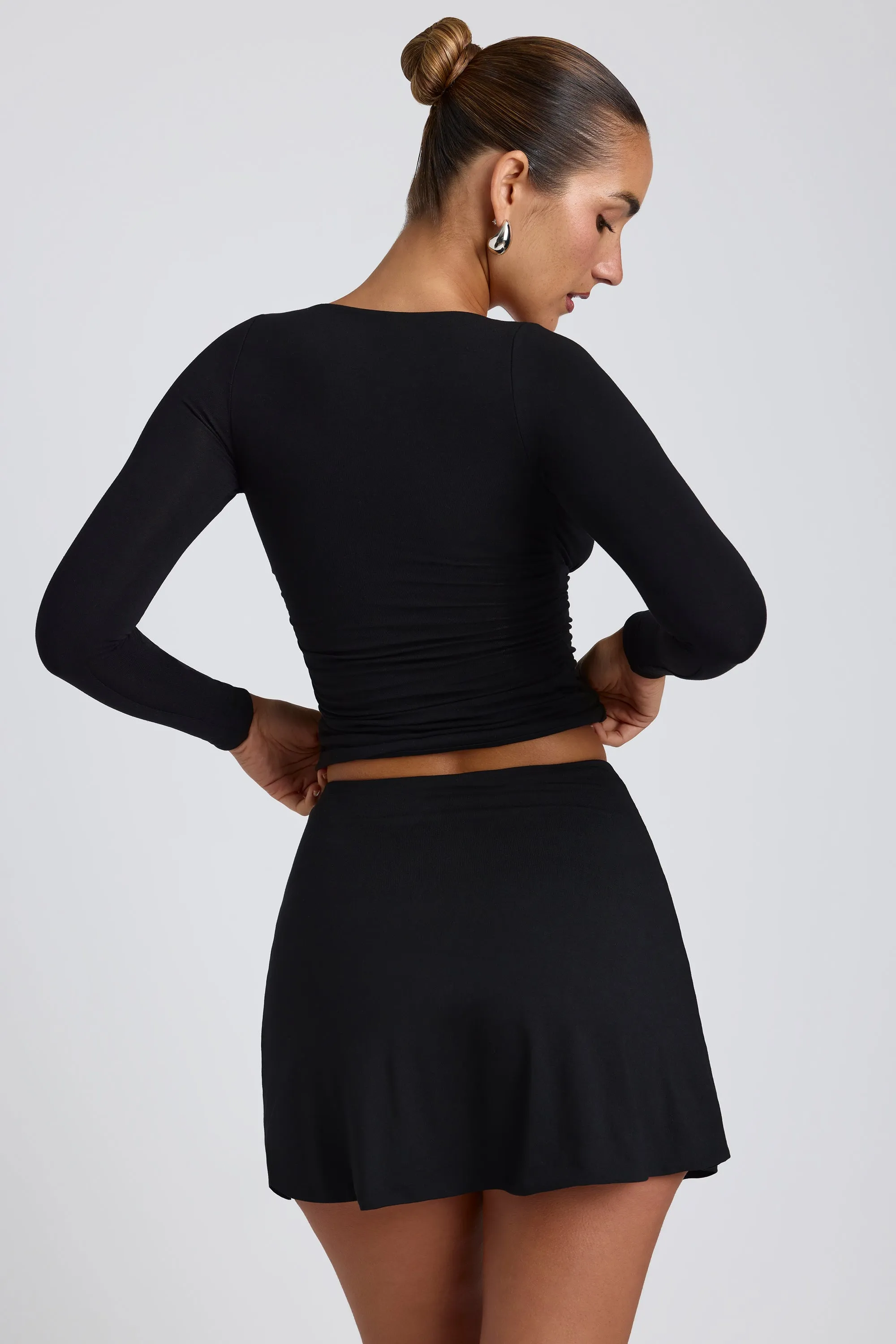Seasonal Layering Modal A-Line Mini Skort in Black