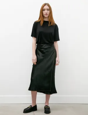 Satin Wrap Skirt Black Graceful Look Cotton Rich