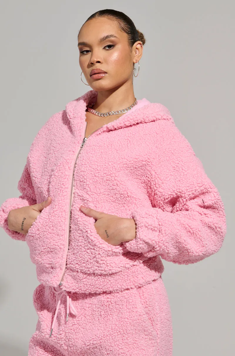 SOUR CANDY SHERPA ZIP UP HOODIE Streetwear Look product fuzzy coziness