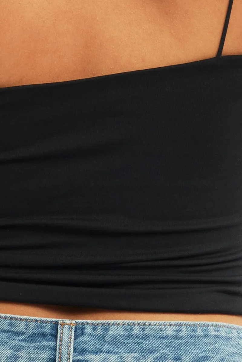 Black Supersoft Cami Top Double Layer TearResistant Material