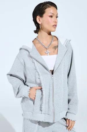 Athletic Hoodie Layered Fashion COME CHILL WITH ME ZIP UP SWEATSHIRT