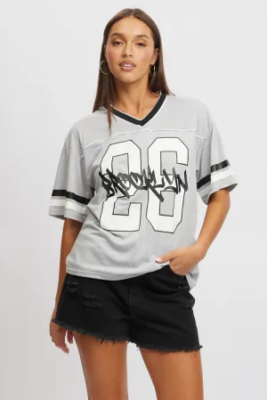 Grey Sport Tee Short Sleeve Chic Comfort Style Functional Side Gussets