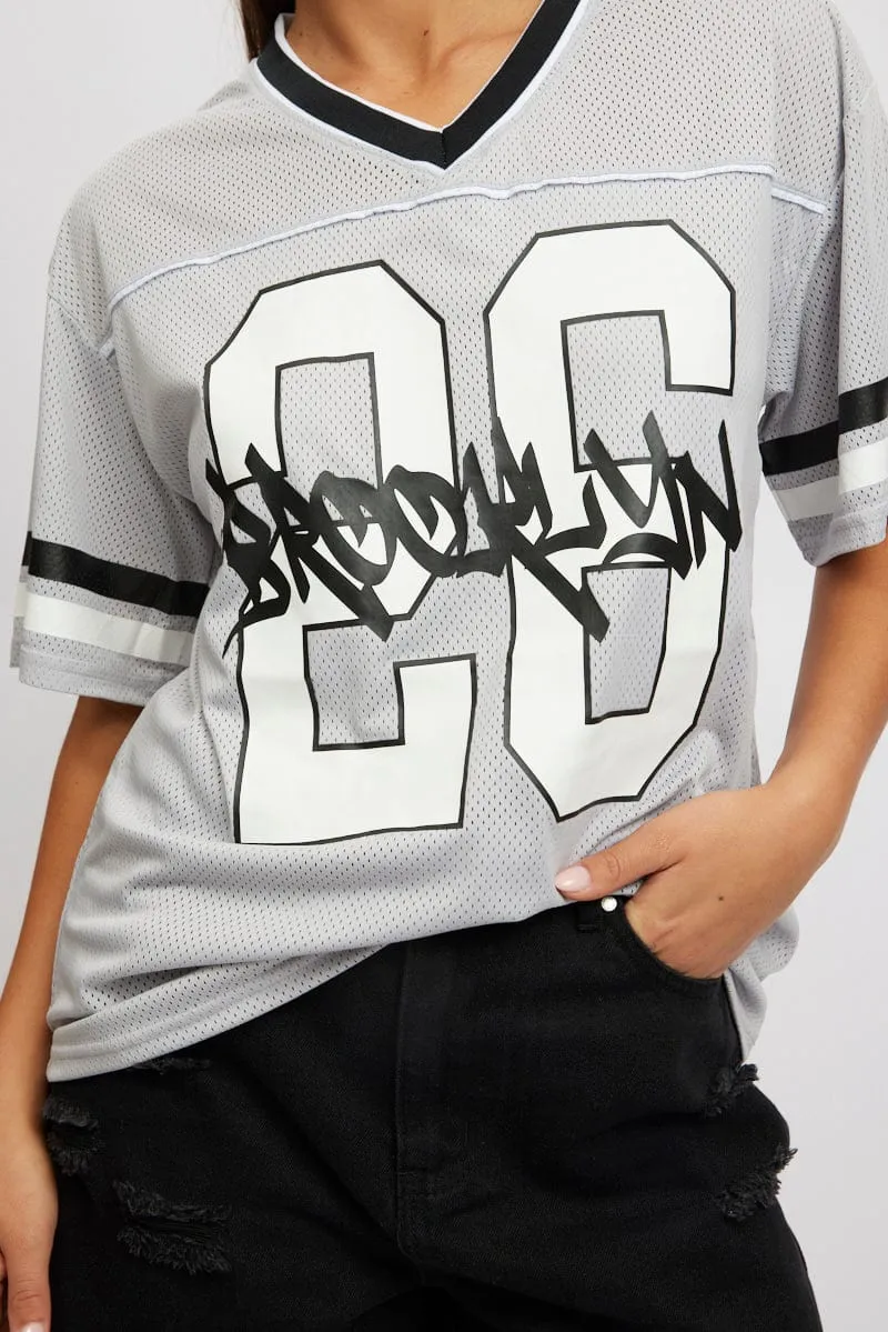 Sleek Design Grey Sport Tee Short Sleeve