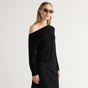Hachi Tencel-Wool Off-Shoulder Sweater Tagless Labeling Effortless Fashion