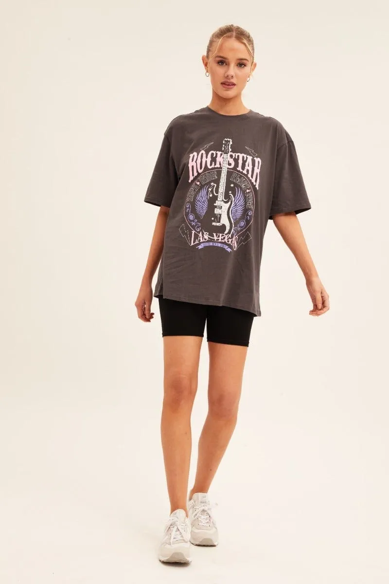 Grey T-Shirt Short Sleeve Crew Neck Perfect Style Midweight Knit