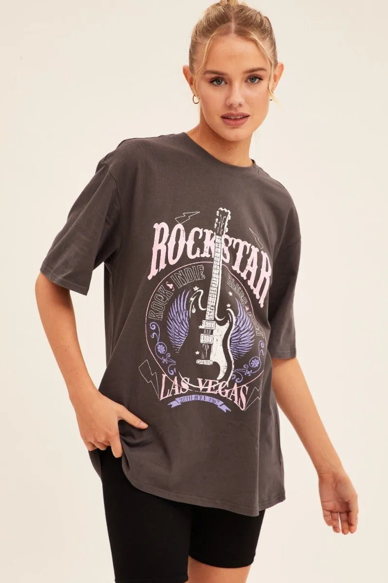 Grey T-Shirt Short Sleeve Crew Neck Street Ready