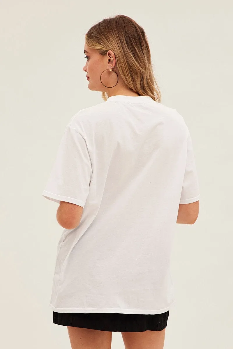 Travel convenience Fashion Layering White Graphic Tee Short Sleeve Round Neck Vintage Car
