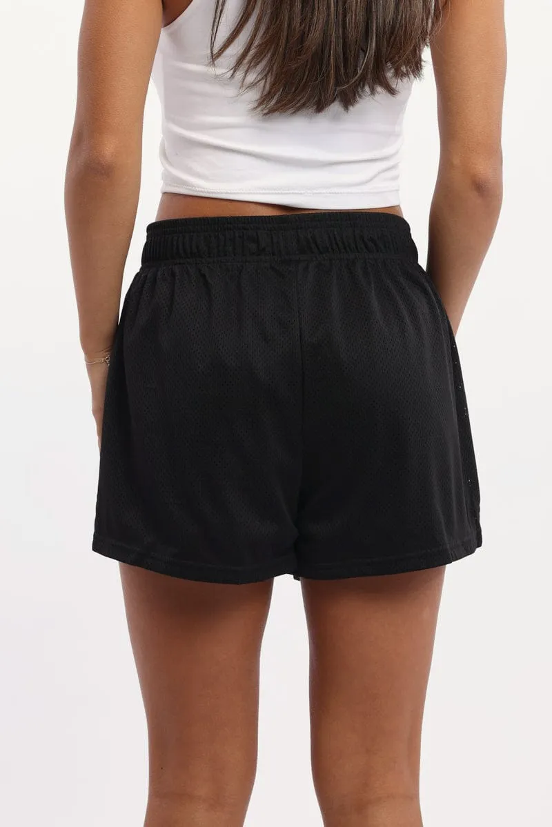 Black Track Shorts Side Stripe Stretchable Bright Colors