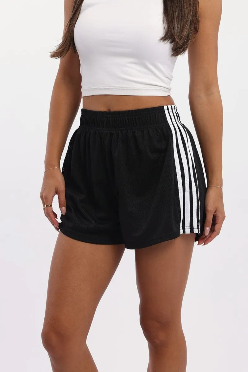 Black Track Shorts Side Stripe Walk Easy