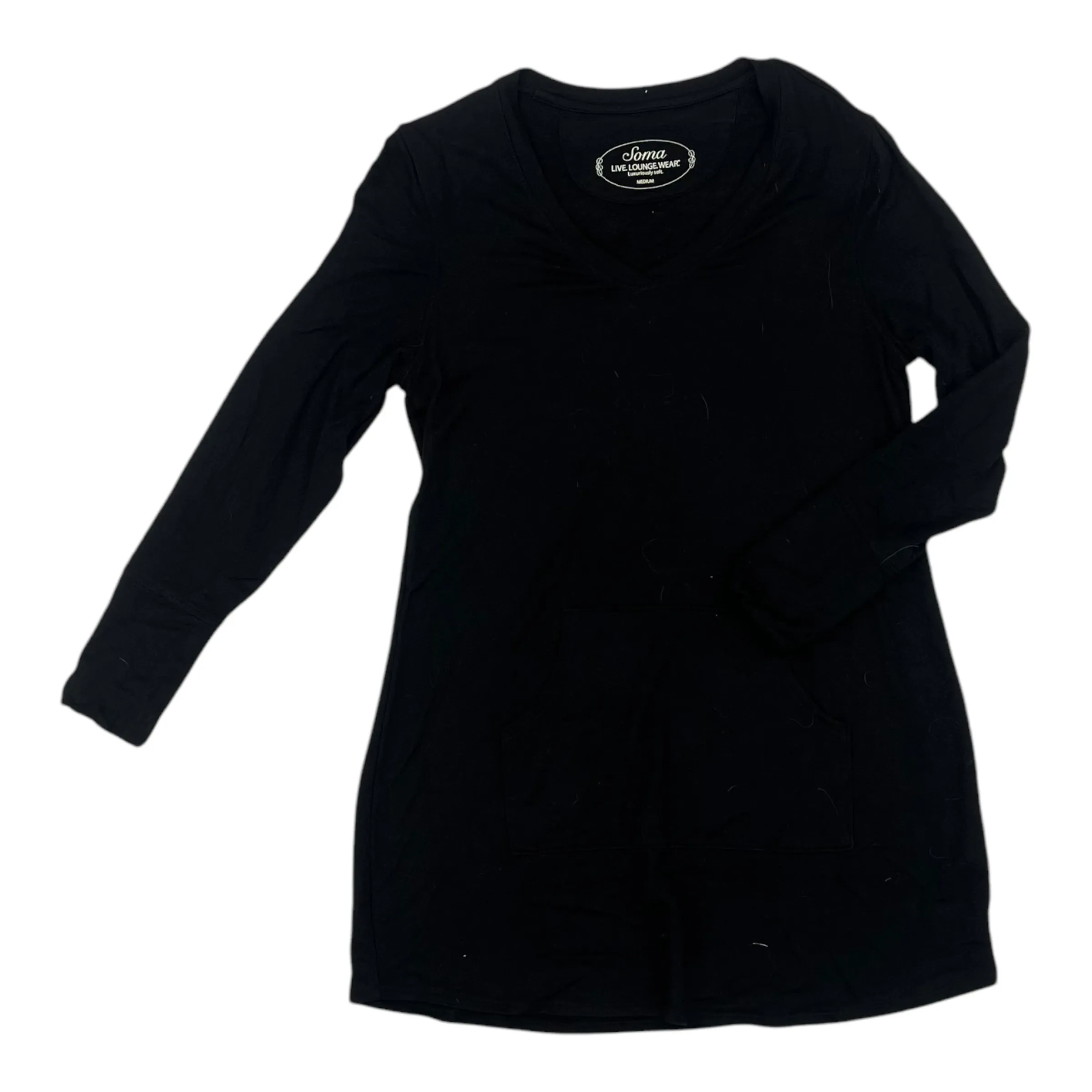 Pure Linen Blend Sweatshirt Crewneck By Soma In Black, Size:M