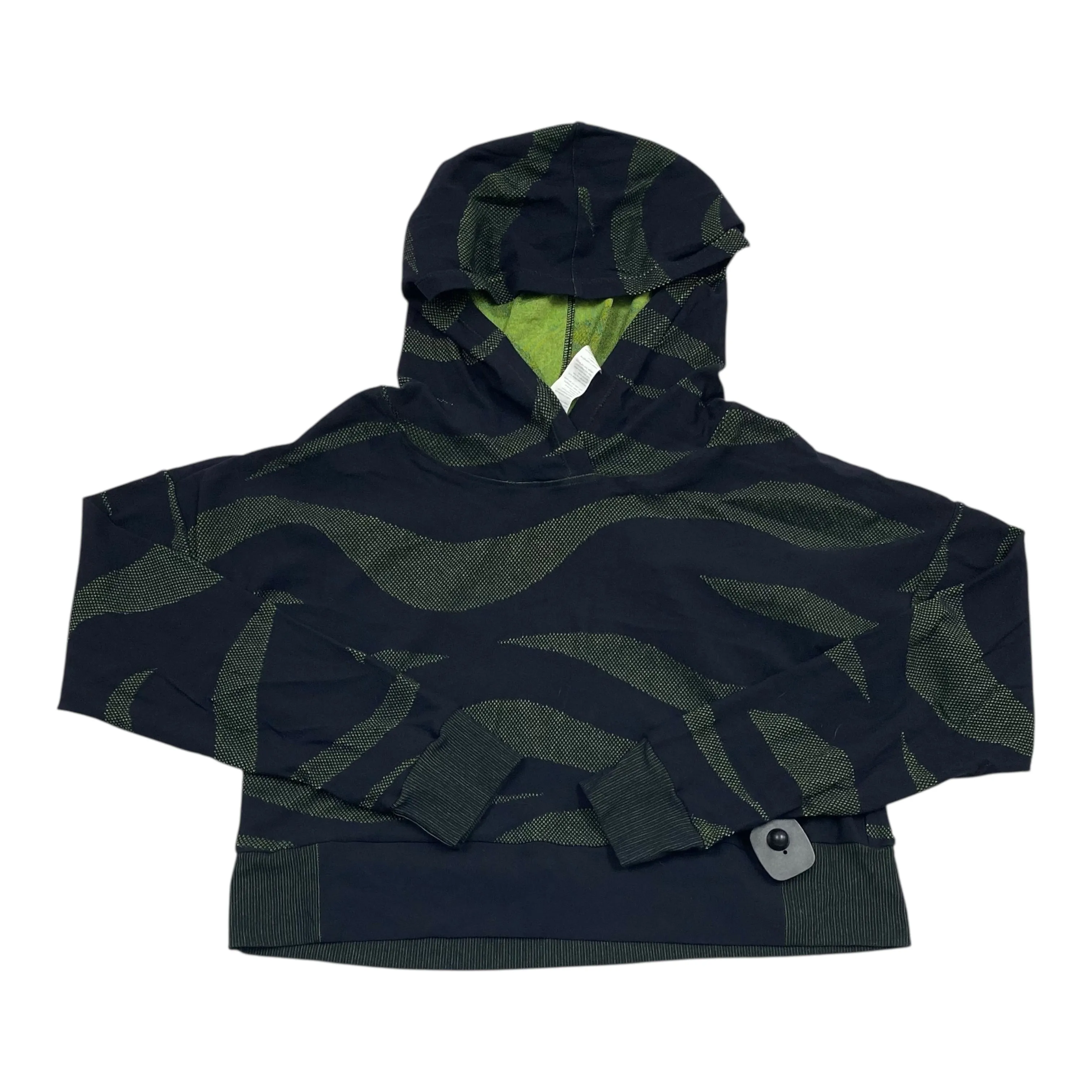 Thermal Insulation Soft Tunic Athletic Sweatshirt Hoodie By Fabletics In Black & Green, Size:M