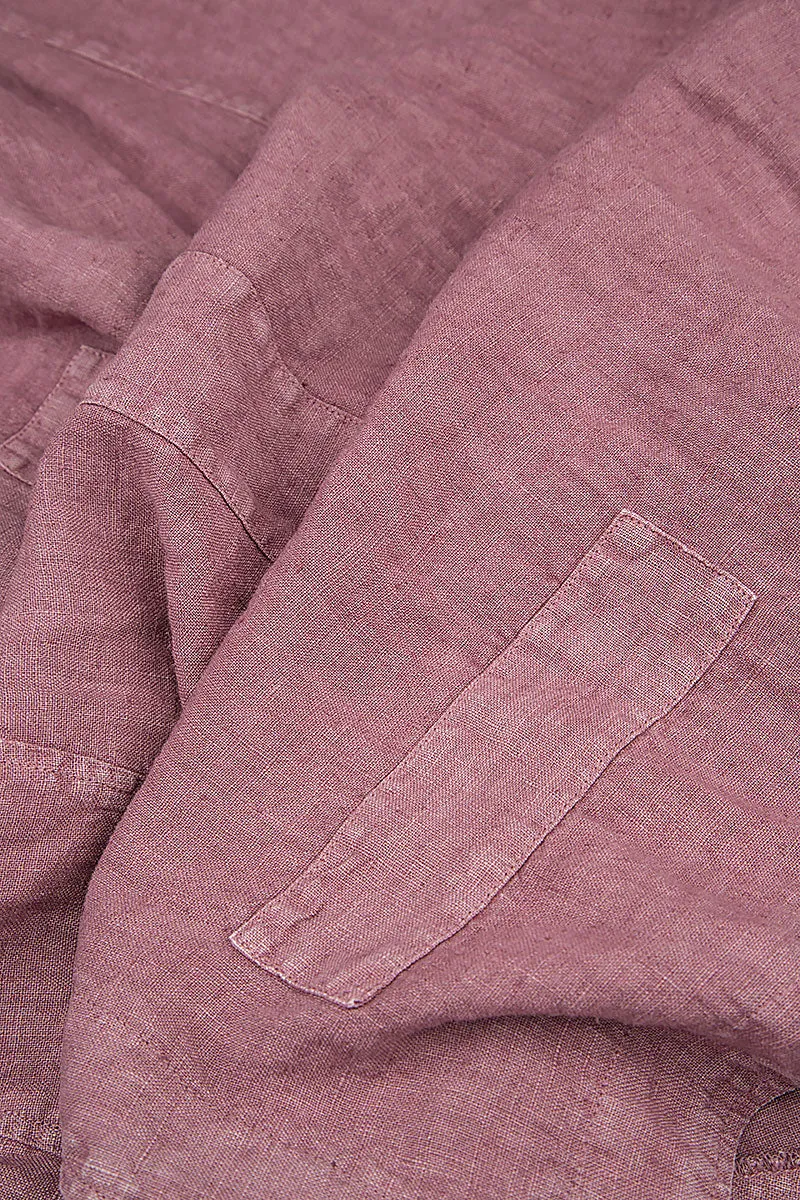 Runway Inspired Flared Off-Dye Mauve Taupe Linen Skirt