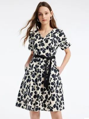 playful mini Floral Lantern Sleeve A-Line Mini Dress