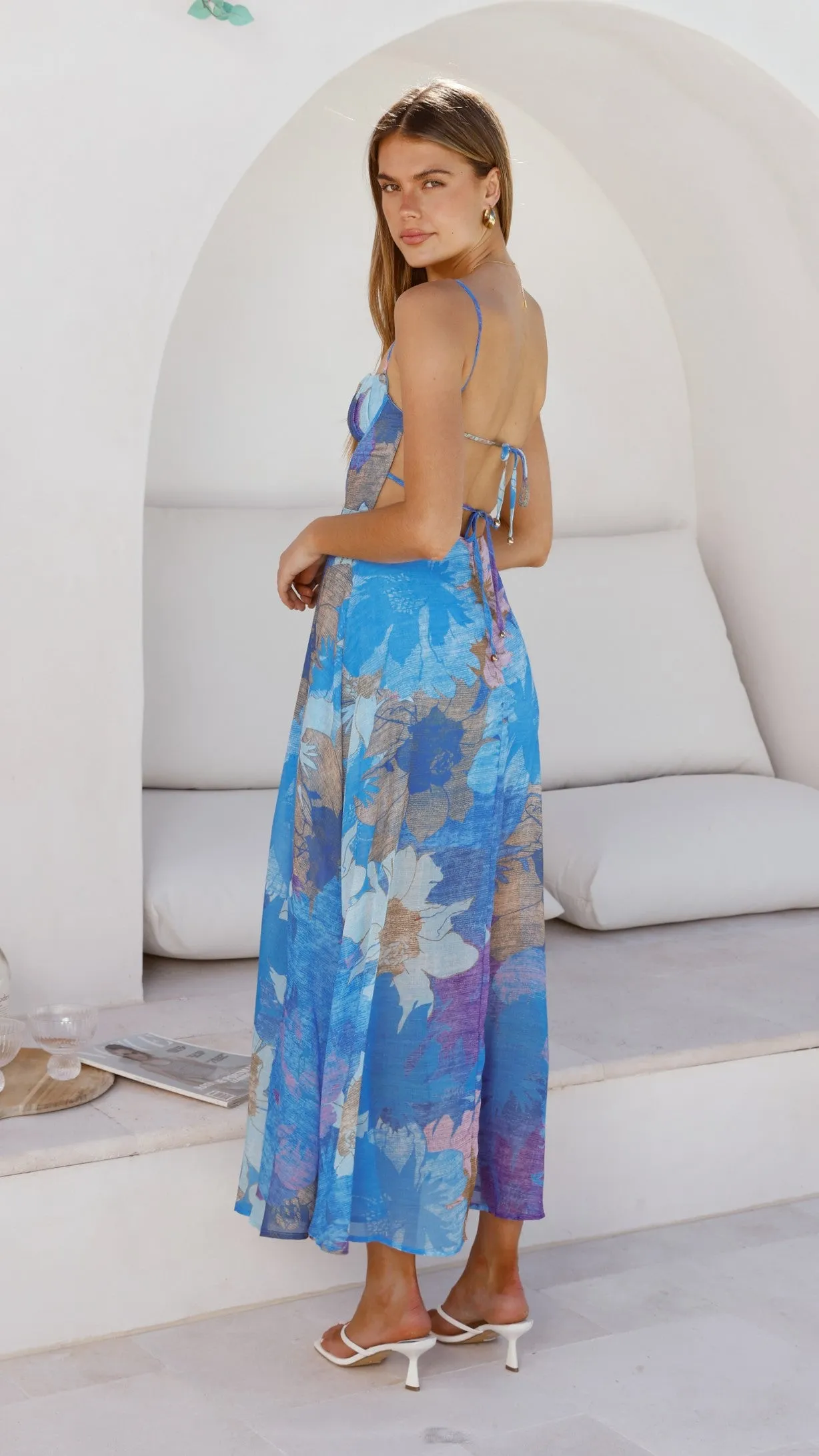 Rock Shore Palm Shade Rahima Maxi Dress - Blue Floral