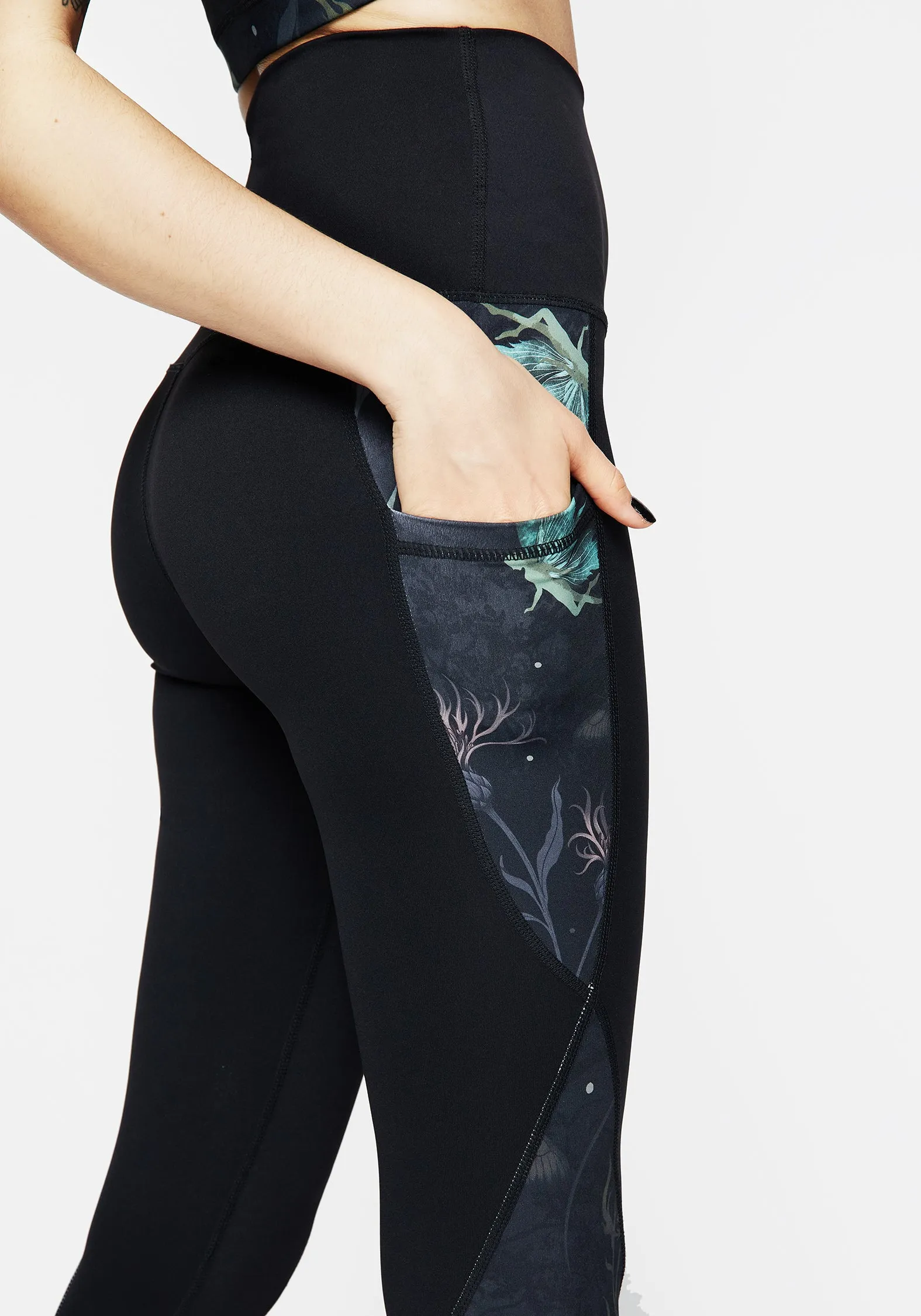 Breathable mesh Fashion Stretch Rosanella Floral Fairy Print Athleisure Sports Leggings