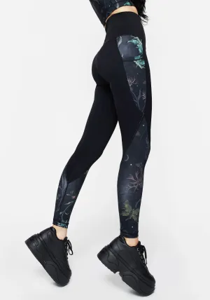 Rosanella Floral Fairy Print Athleisure Sports Leggings Practical Comfort