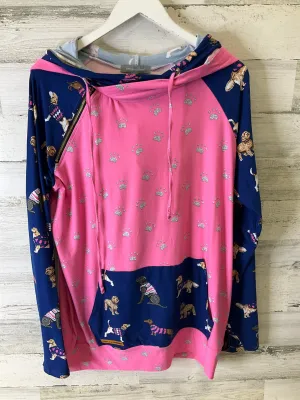 Minimalist Style Meeting Ready Athletic Sweatshirt Hoodie By Simply Southern In Blue & Pink, Size: Xl