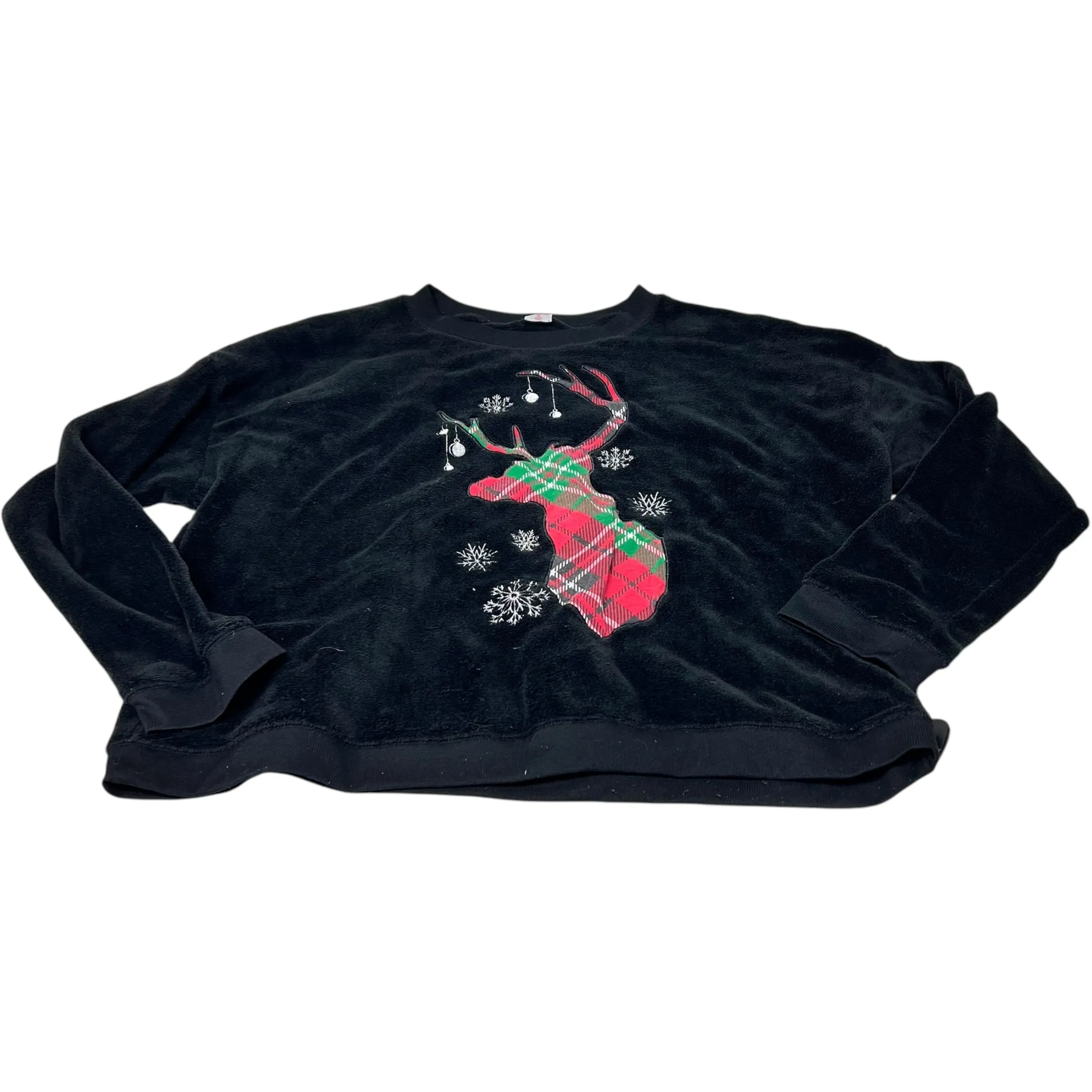 Breathable Material HypoallergenicFabric Sweatshirt Crewneck By Holiday Time In Black, Size: 1x