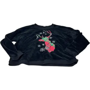 Breathable Material HypoallergenicFabric Sweatshirt Crewneck By Holiday Time In Black, Size: 1x