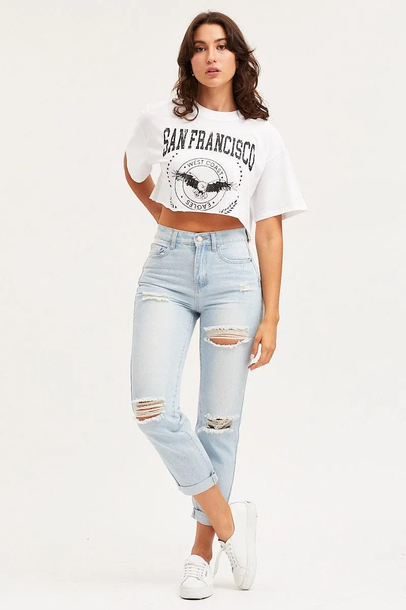 White Jersey T-Shirt Short Sleeve Crop DurableSeams