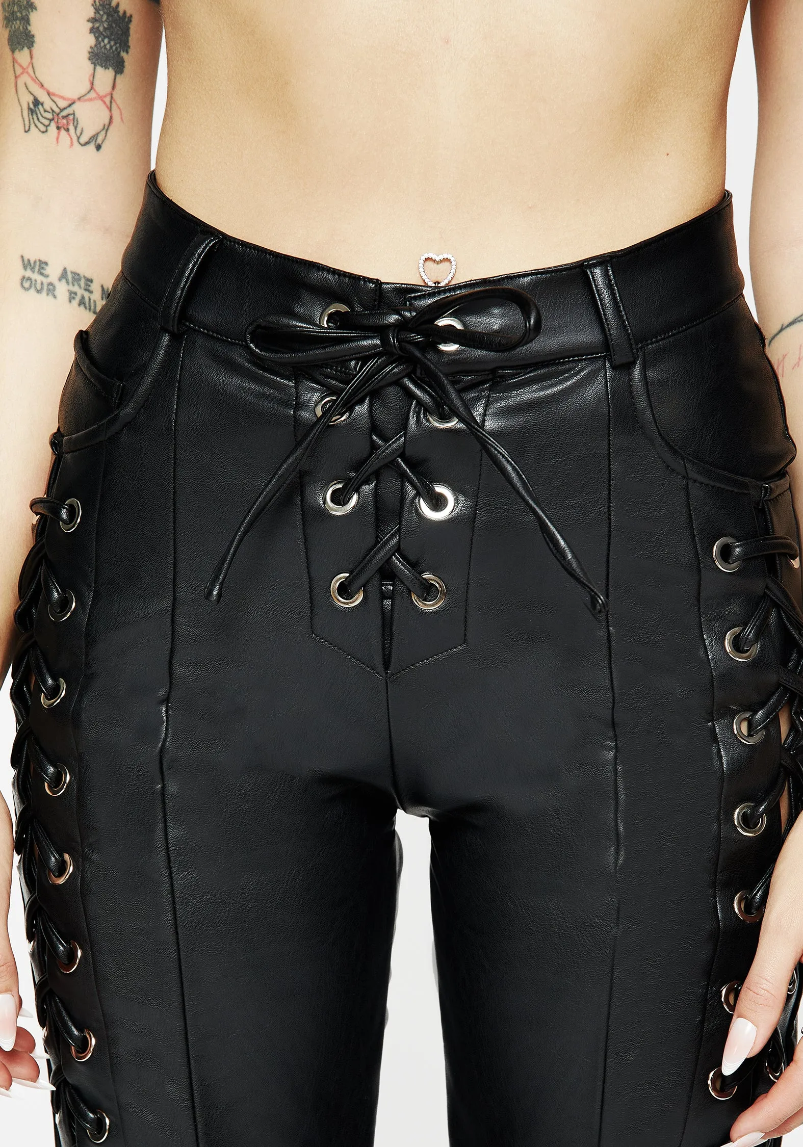 Heat Dissipating Mortis Laced Straight Leg PU Trousers