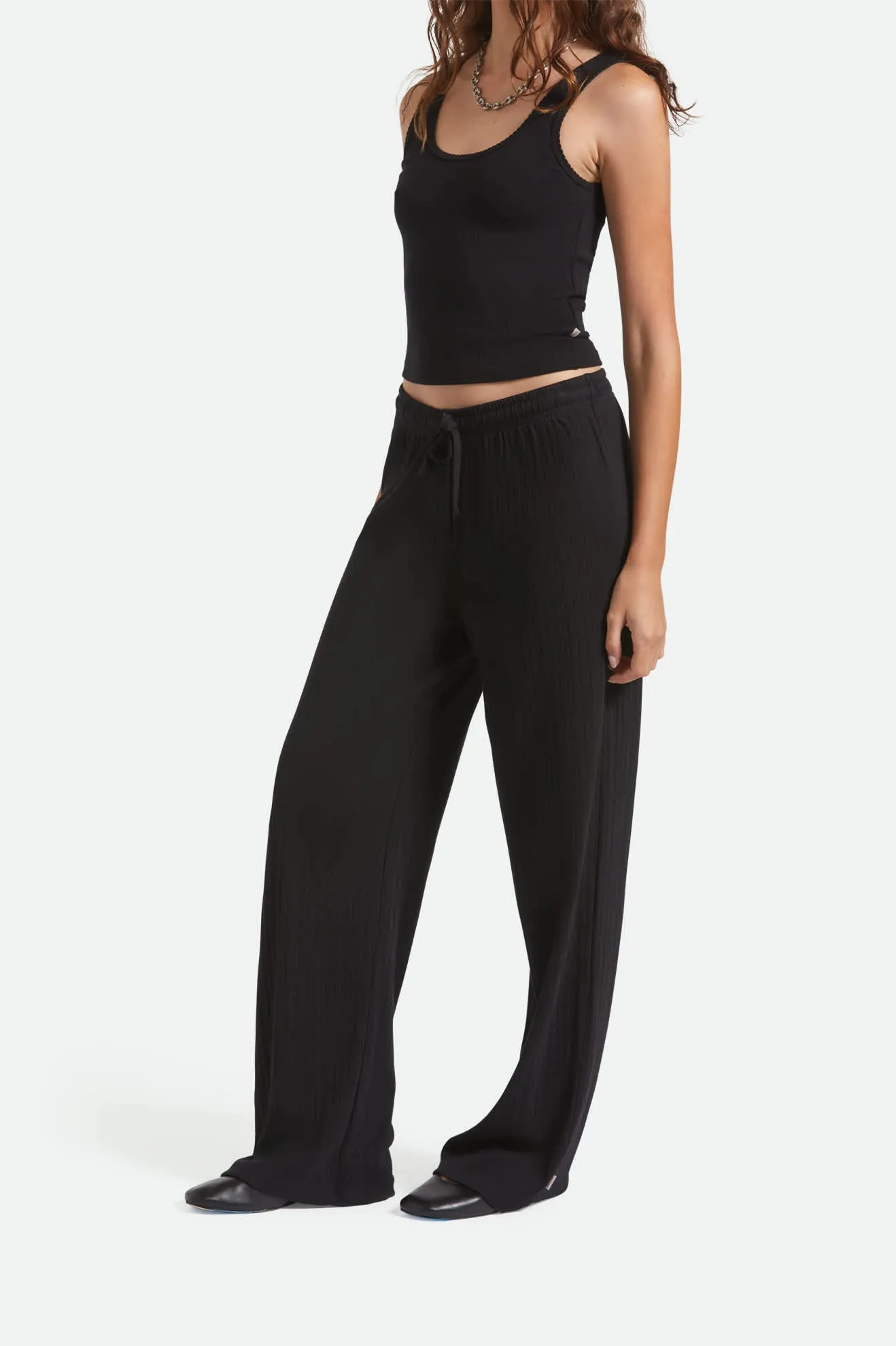 Fashion Comfort Wear Performance Fit Pointelle Lounge Pant - Black