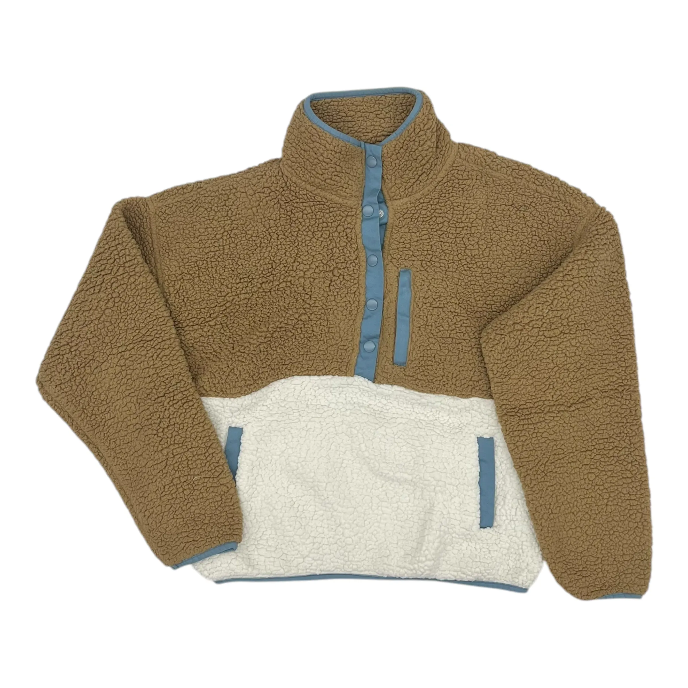 Daywear Style Sporty Dress Sweatshirt Collar By Mi Ami In Tan & White, Size:L