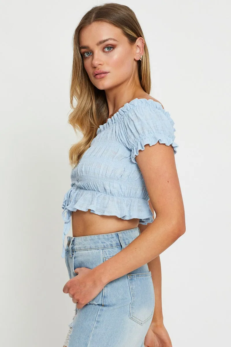 Blue Crop T Shirt Short Sleeve Classic Fashion Brave Fit