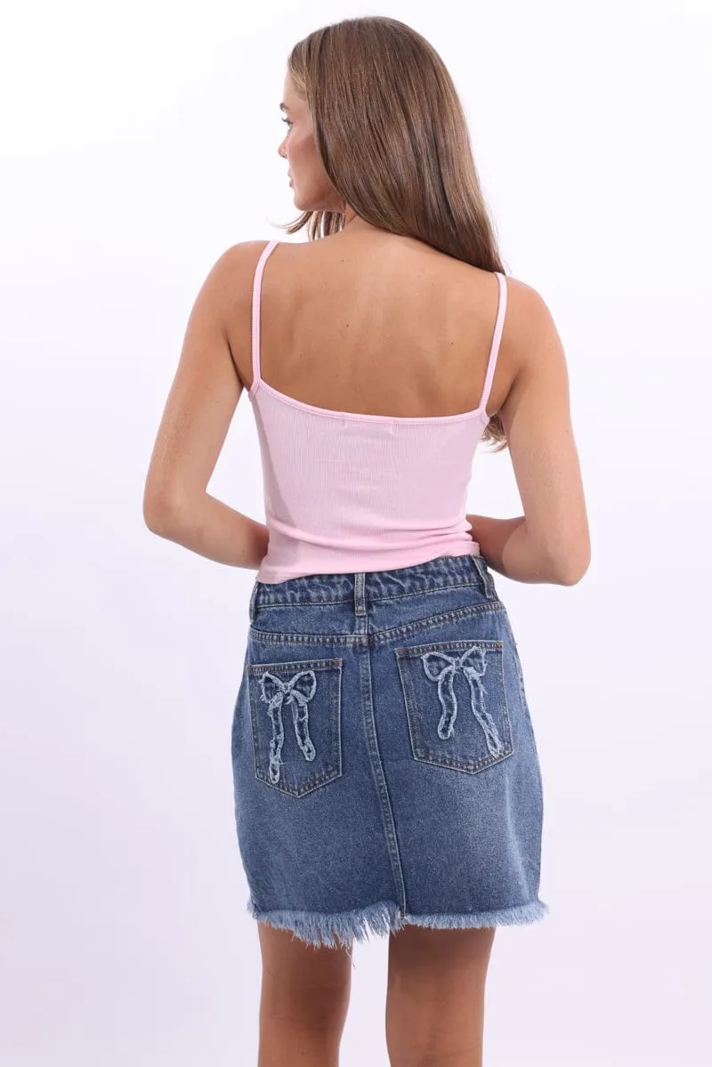 Icon Glow Pink Singlet Top Sleeveless Ruched Bust