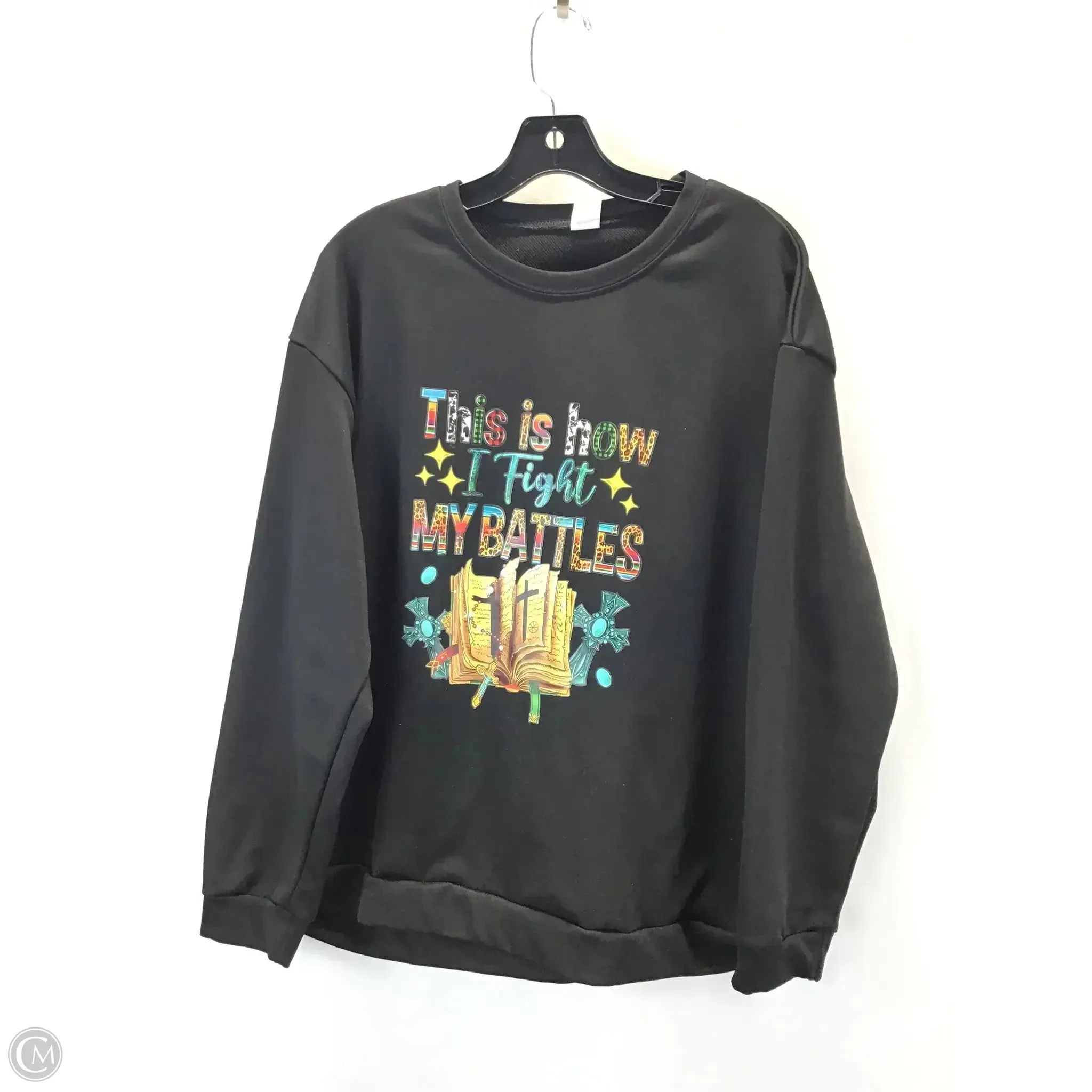 Sweatshirt Collar By Clothes Mentor In Black, Size: 1x Soft Fabric