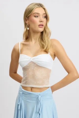 White Singlet Top Twist Front Cozy Fit Luxury Core