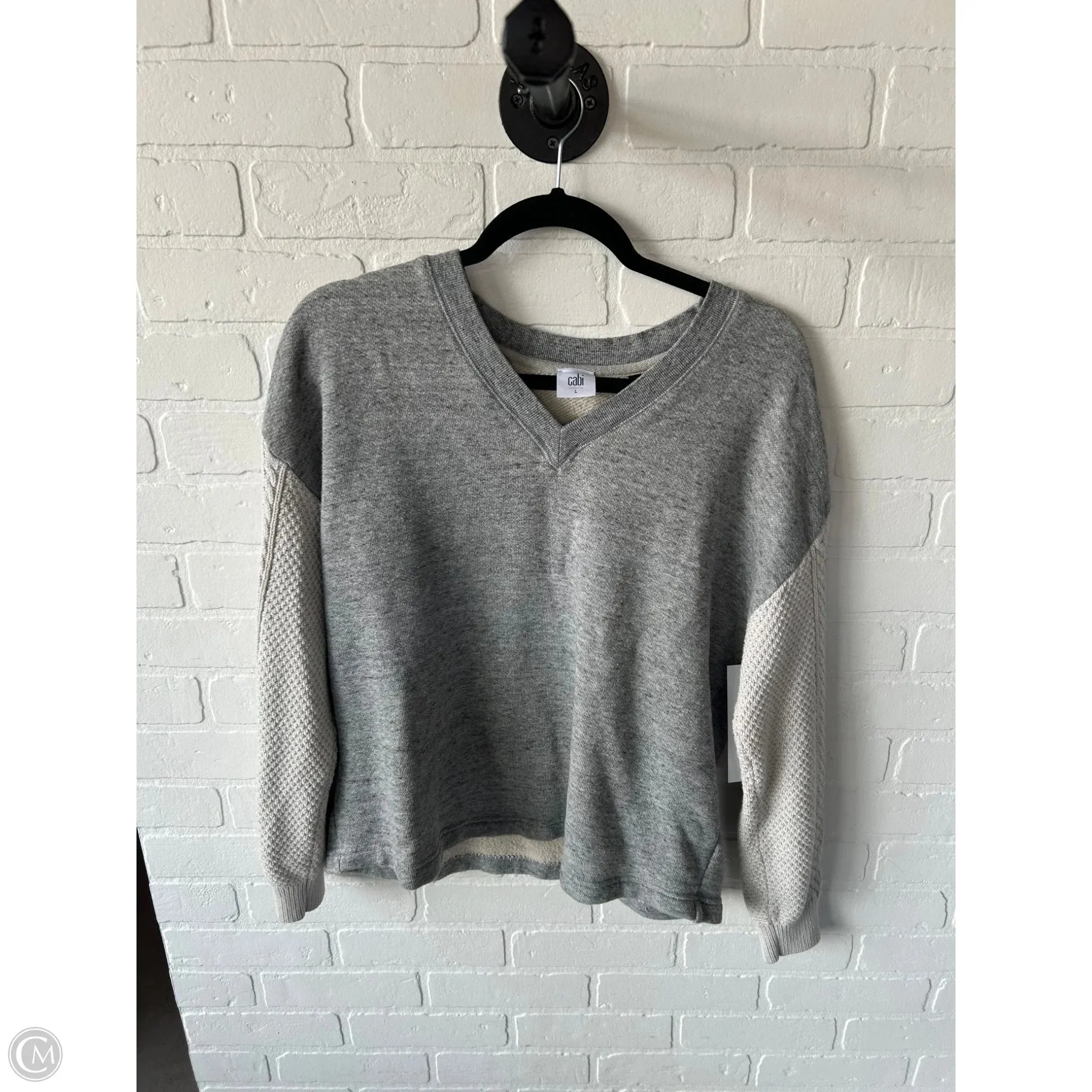 Sweatshirt Crewneck By Cabi In Cream & Grey, Size: L All-Day Fit