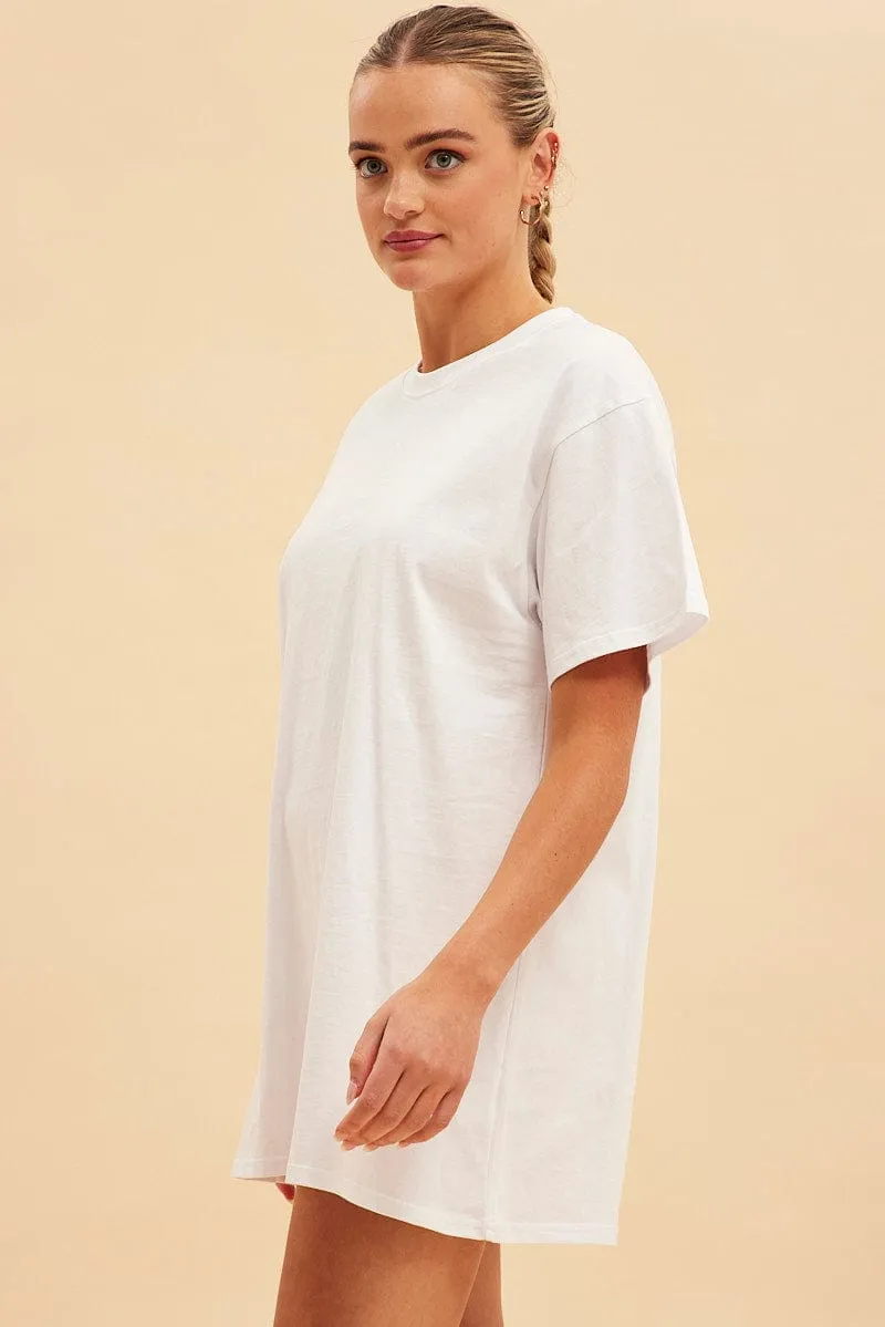 White Jamie Oversized T-Shirt Dress River Flow All-Weather Wear