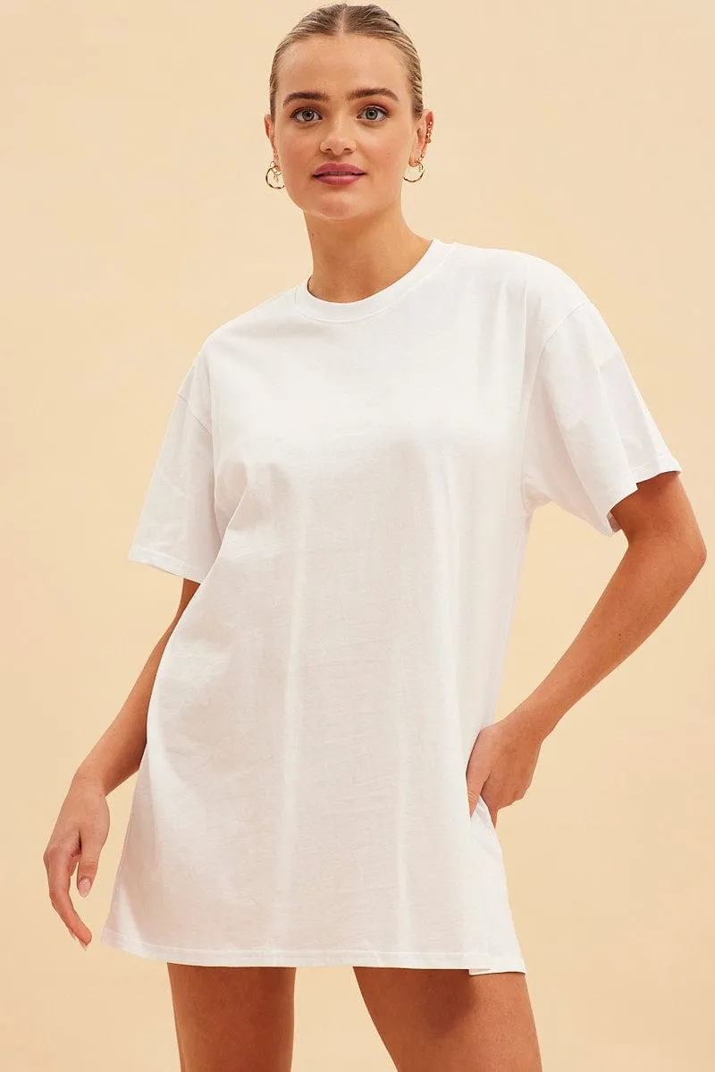 White Jamie Oversized T-Shirt Dress french chic