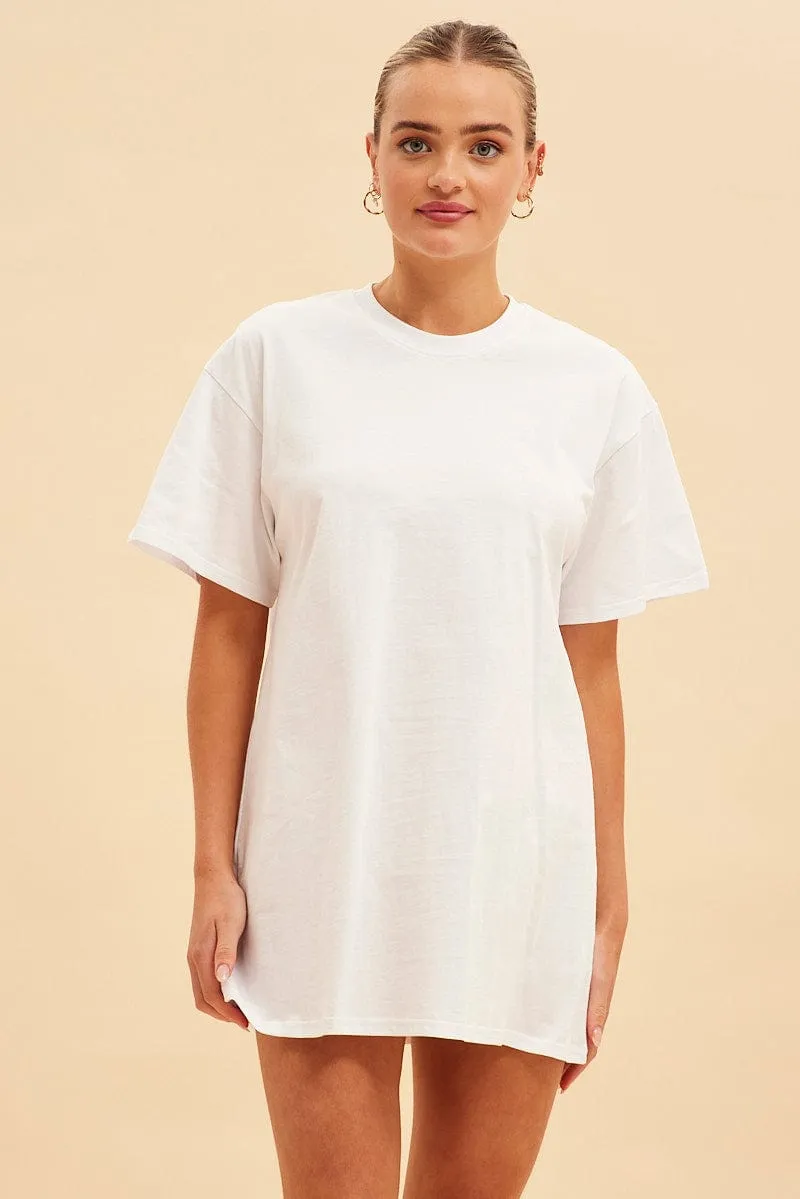 White Jamie Oversized T-Shirt Dress All-Occasion FlexibleElasticity