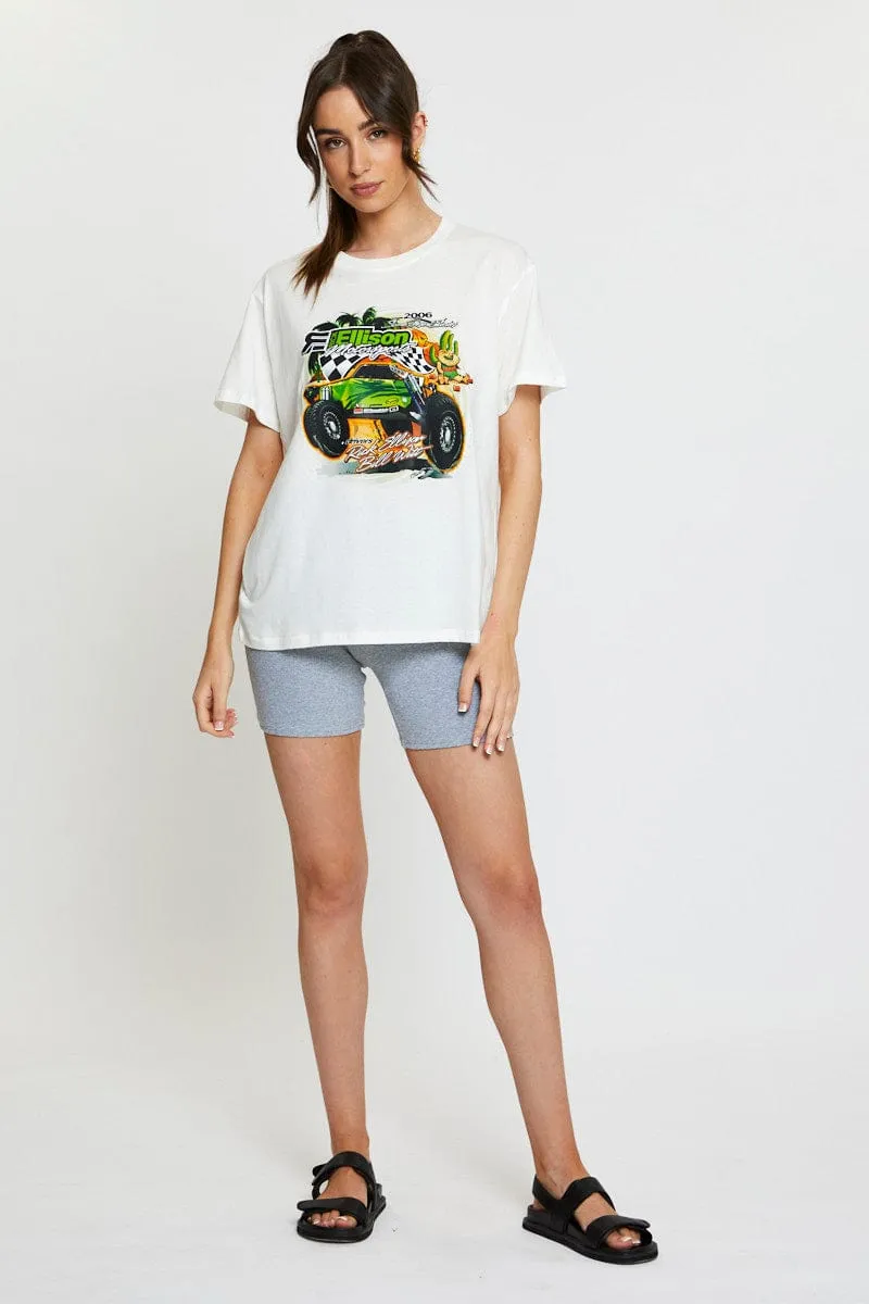 Gloss Fit White Vintage T-Shirt Short Sleeve