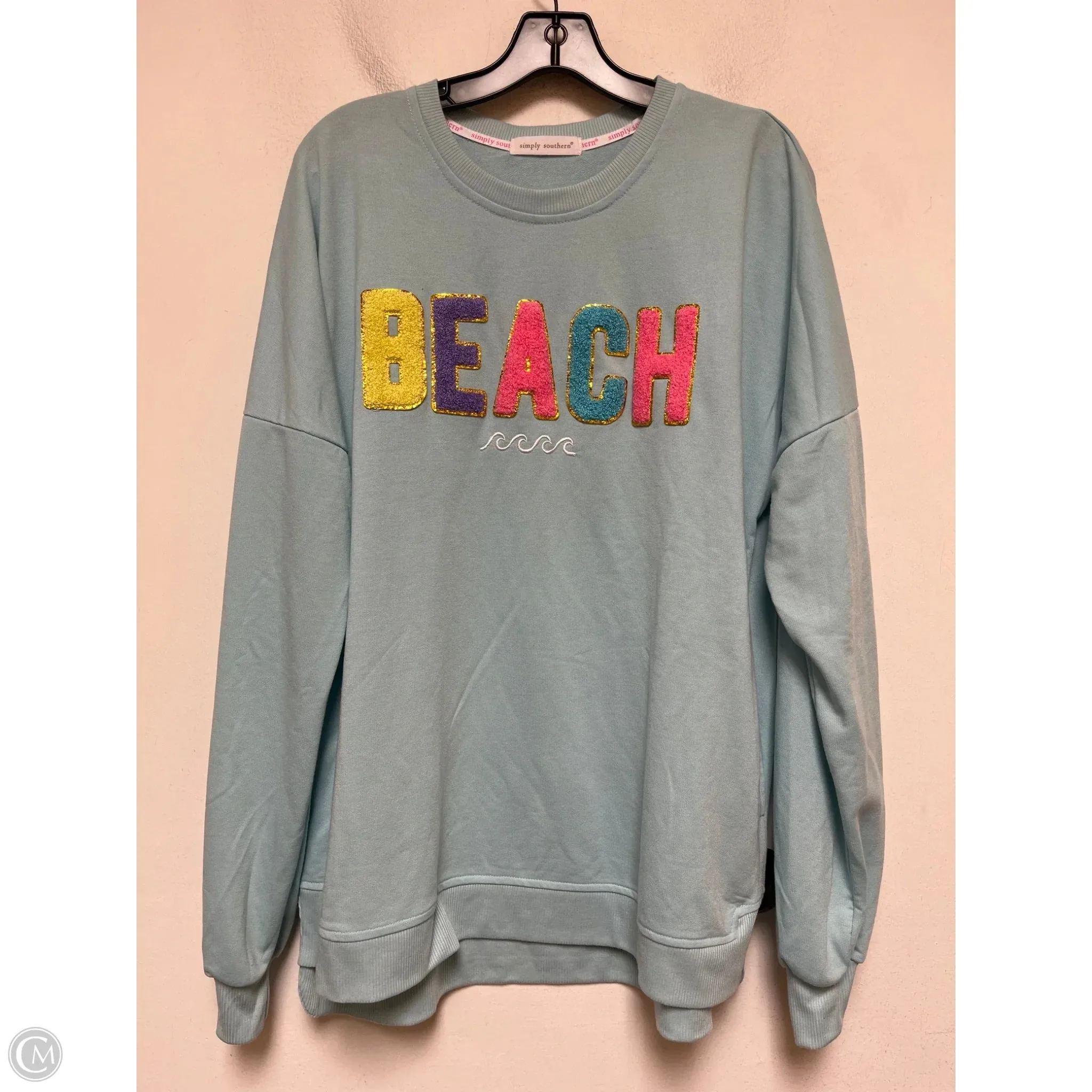 Sweatshirt Crewneck By Simply Southern In Blue, Size: Xl Seasonal Fashion AdjustableHemline