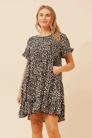 DoubleLayeredEdging SustainableTextiles KELLY ANIMAL PRINT DRESS