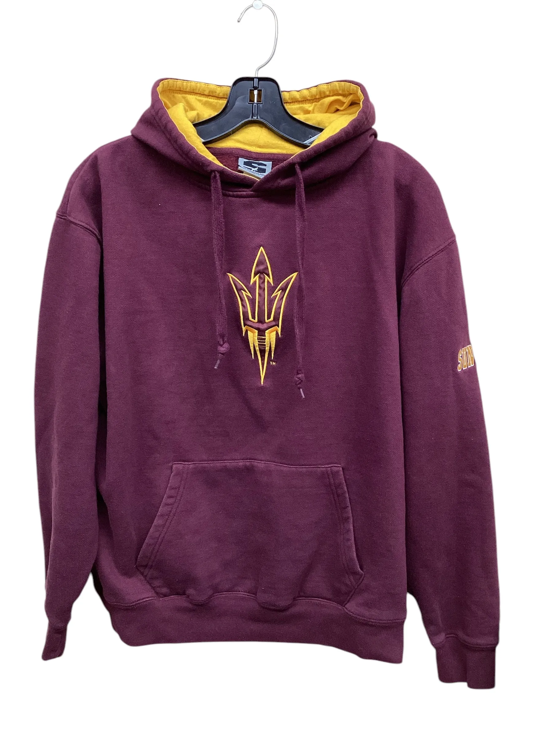 Dream Feel Downtown Cool Sweatshirt Hoodie By Clothes Mentor In Purple & Yellow, Size: L