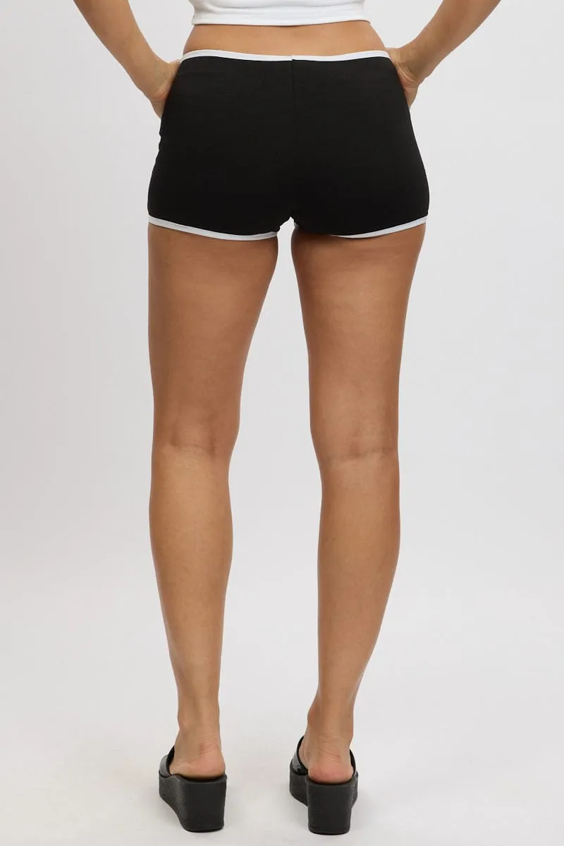 Black Shorts Contrast Binding fitness enthusiasts snowboard clothing