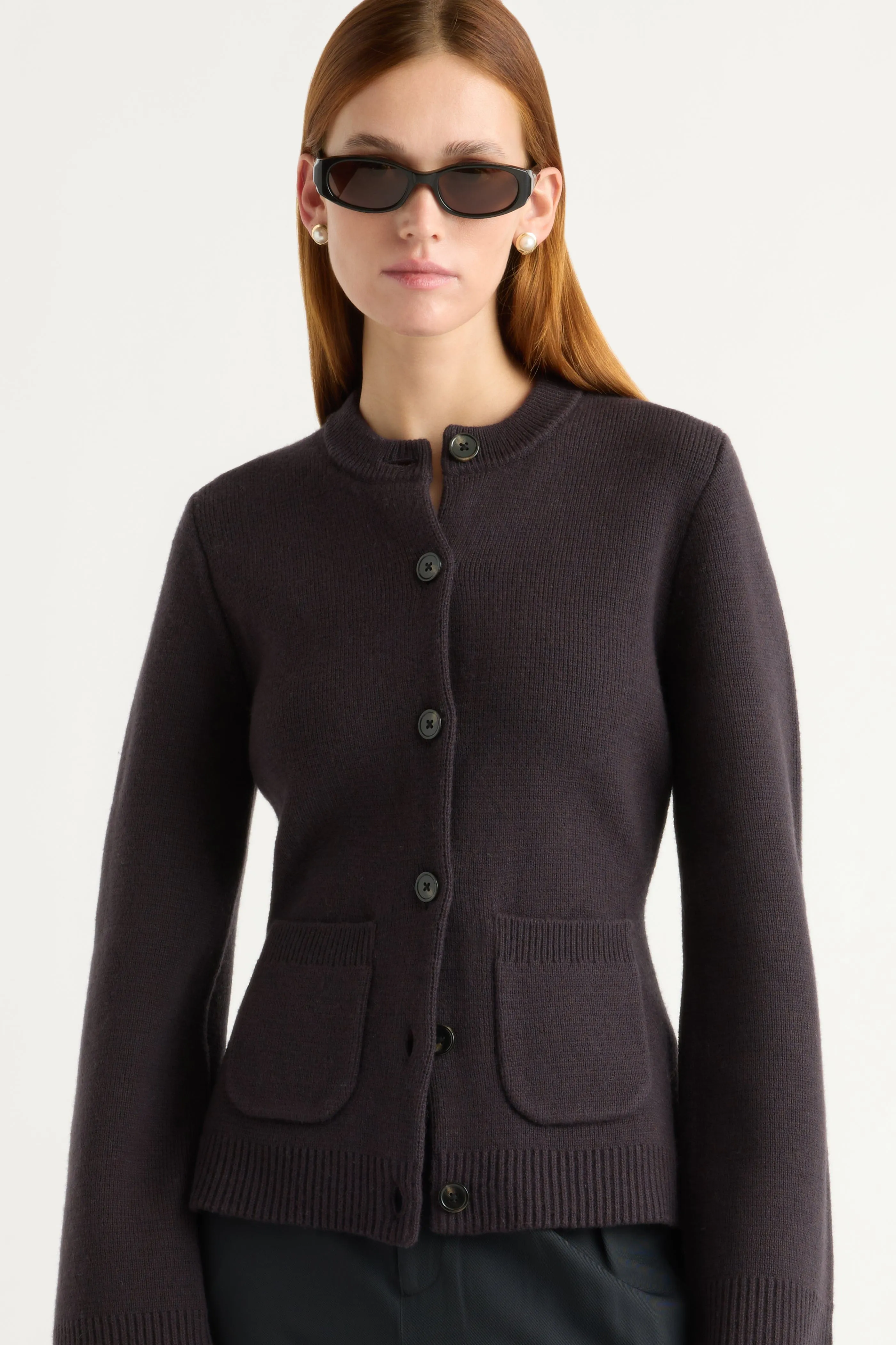 Light Reflective Trim Eames Organic Cotton-Wool Cardigan